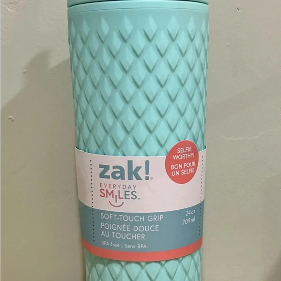 zak! Mint Green Tumbler with Sealing Lid + straw. Soft-Touch Grip. 24oz. NWTS!! - Picture 11 of 12